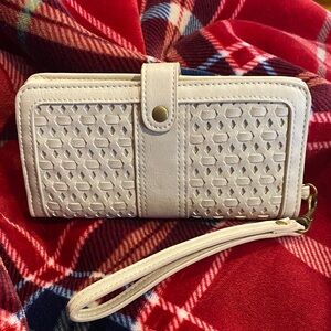 Maurices Cream Snap Wristlet Wallet